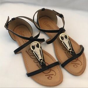 DbDk Fashion Anabella Open Toe Rhinestone Strappy Sandals Size 9